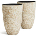 2-Pack 9 Gallon Beige Stone Finish Tall Planters