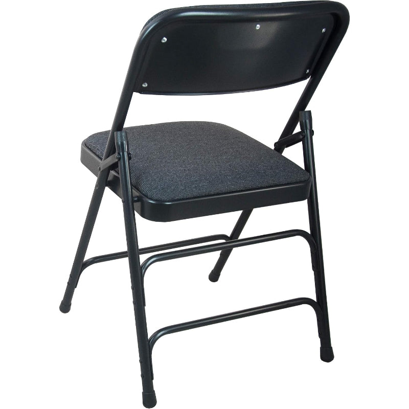 Black Padded Metal Folding Chair with Fabric Seat