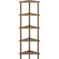 5-Tier Mocha Bamboo Corner Bookshelf Plant Stand