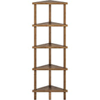 5-Tier Mocha Bamboo Corner Bookshelf Plant Stand