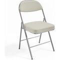 1-Pack Off-White Corduroy Metal Folding Chair