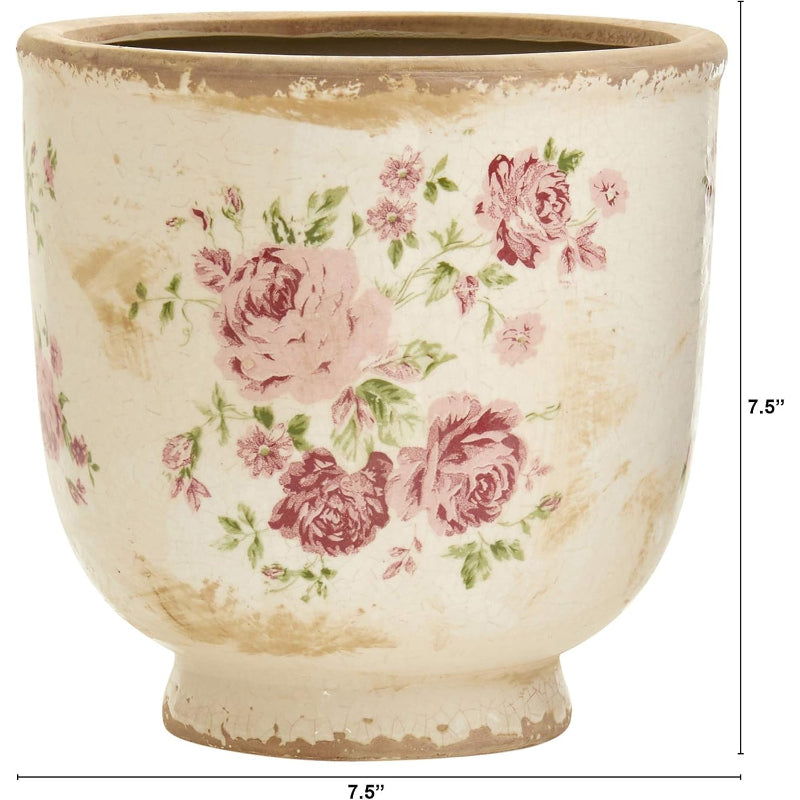 7.5" Tuscan Floral Print Ceramic Planter