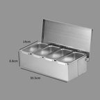 4-Compartment Stainless Steel Spice Box with 4 Spoons