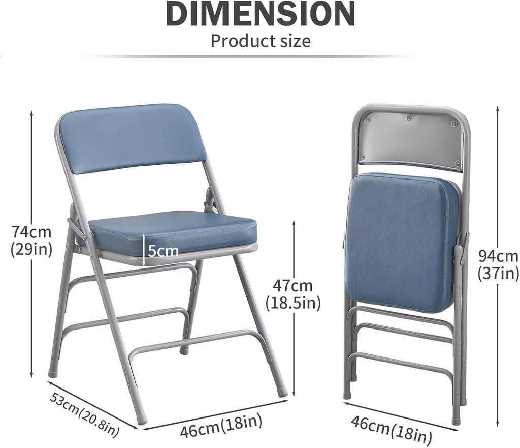 Blue Metal Padded Folding Chair