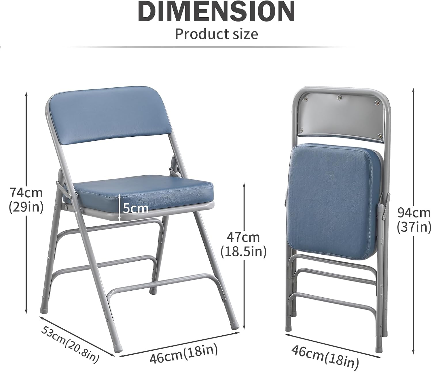 Blue Metal Padded Folding Chair