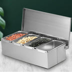 4-Compartment Stainless Steel Spice Box with 4 Spoons
