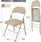 1-Pack Khaki PU Leather Metal Folding Chair
