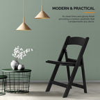 1-Pack Black Resin Padded Folding Chair
