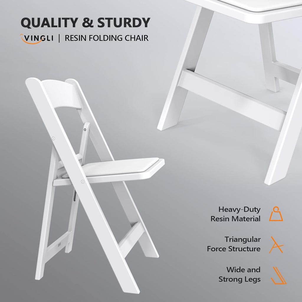1-Pack White Padded Plastic Folding Chair