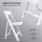 1-Pack White Padded Plastic Folding Chair