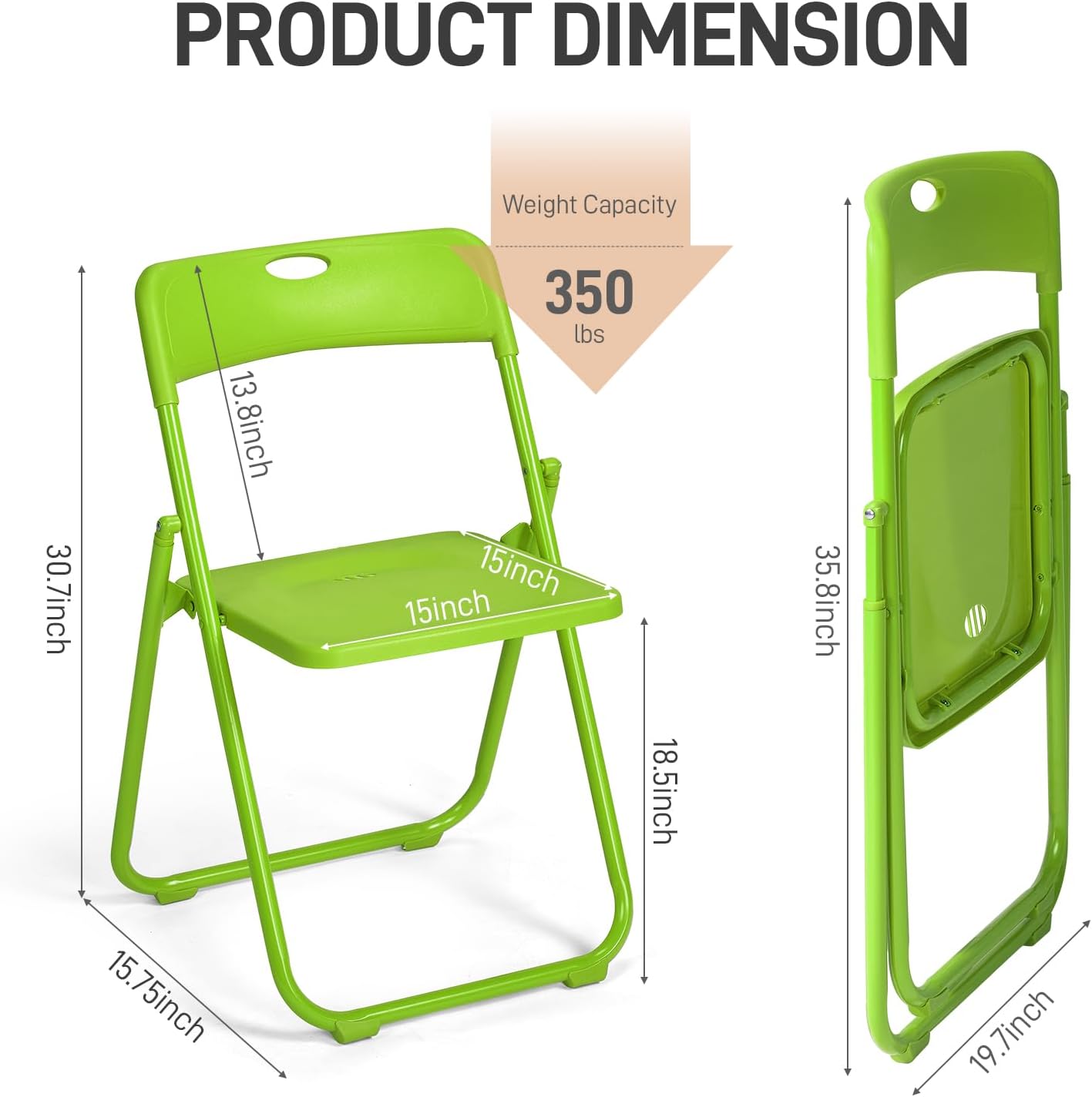 4-Pack Green Plastic Folding Chairs