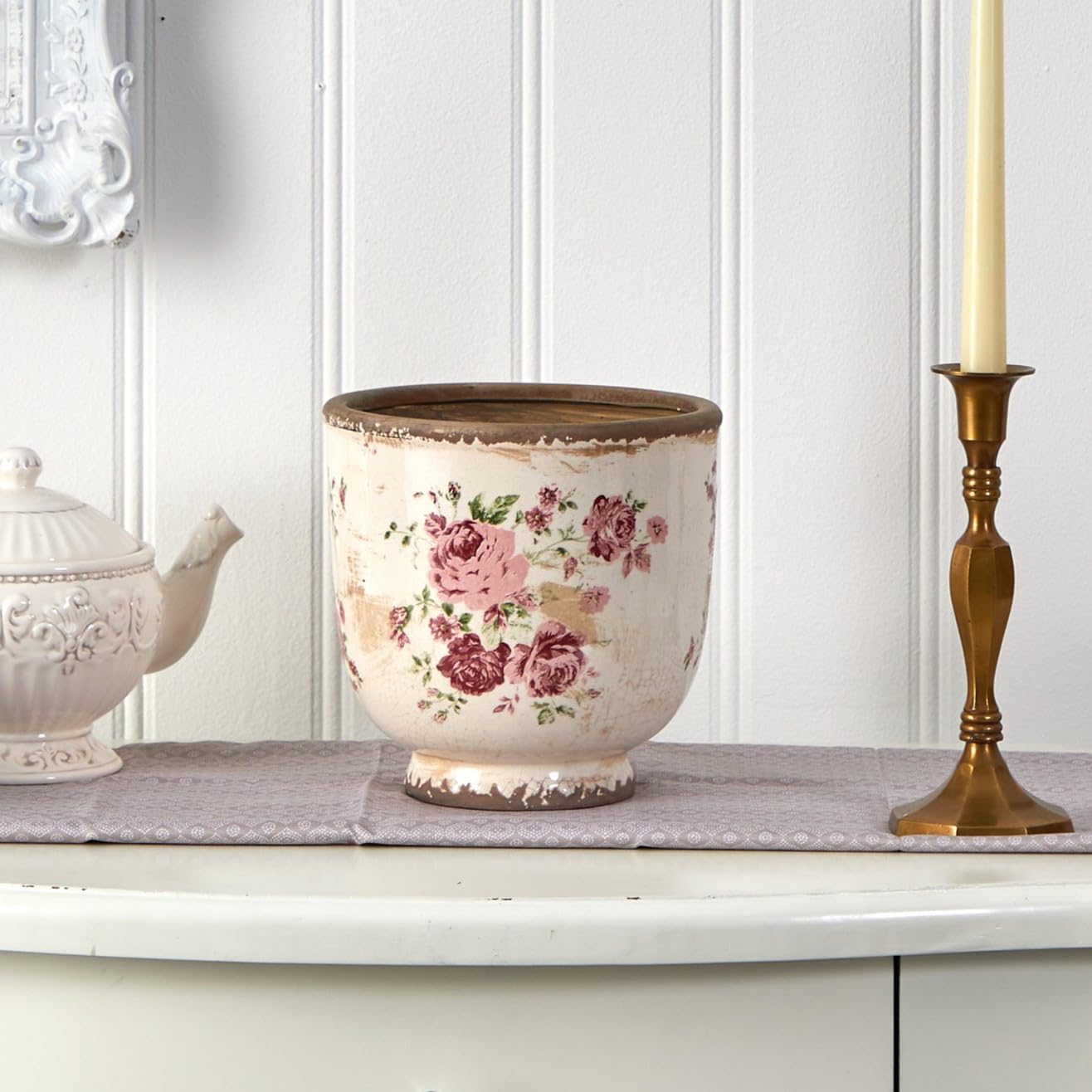 7.5" Tuscan Floral Print Ceramic Planter