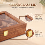 12 Compartment Wooden Masala Dabba with Glass Lid