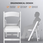 1-Pack White Padded Plastic Folding Chair