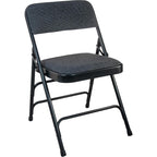 Black Padded Metal Folding Chair with Fabric Seat