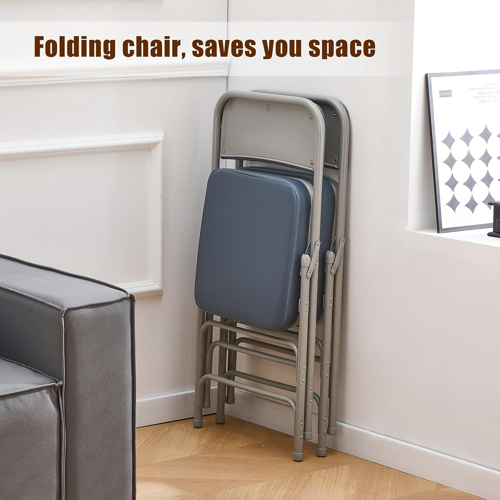 Blue Metal Padded Folding Chair