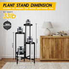 31" 4-Tier Foldable Black Metal Plant Stand