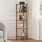5-Tier Mocha Bamboo Corner Bookshelf Plant Stand