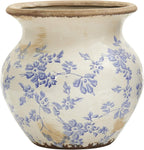 10.5" Tuscan Blue Scroll Ceramic Urn Vase