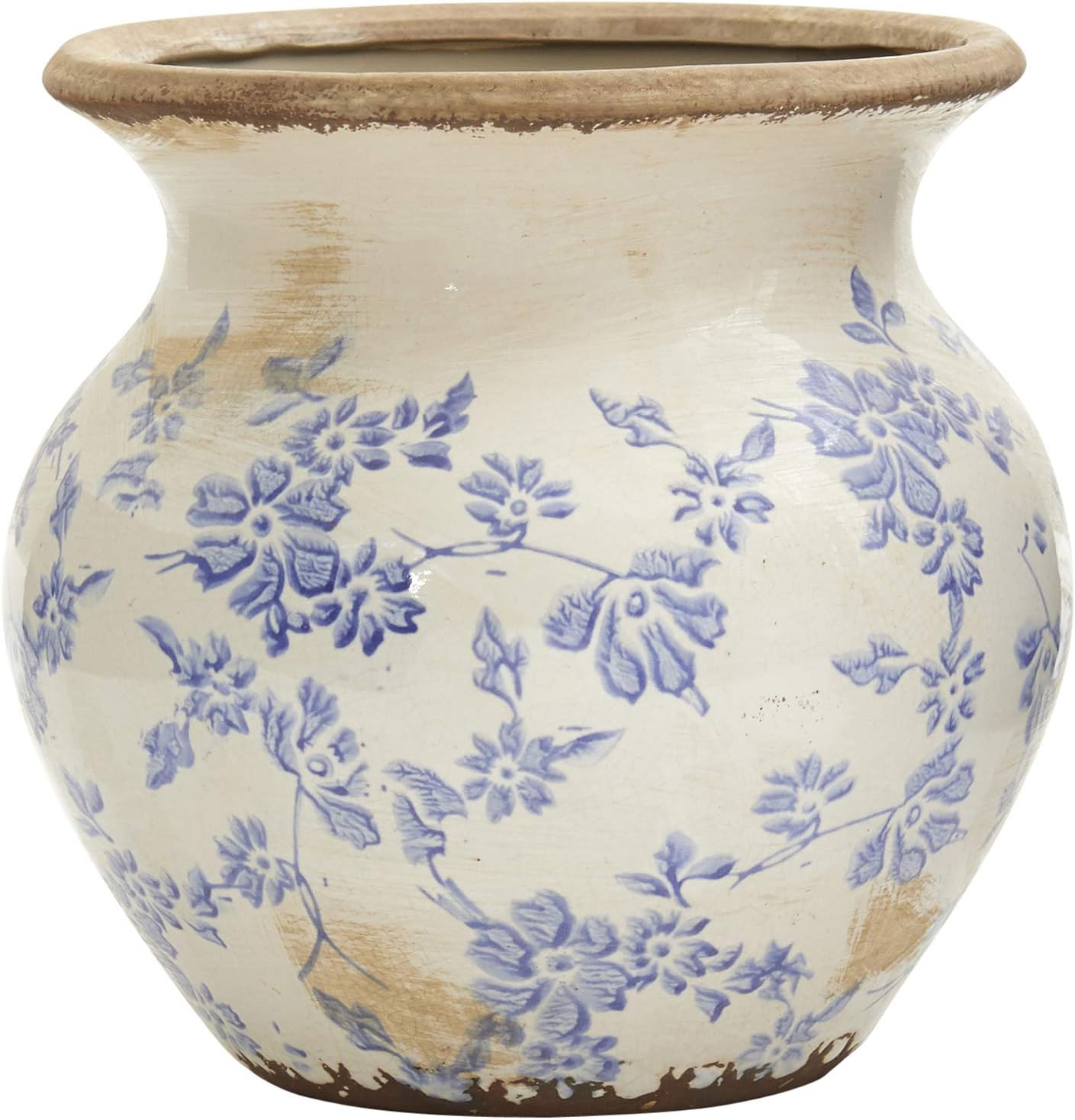 10.5" Tuscan Blue Scroll Ceramic Urn Vase