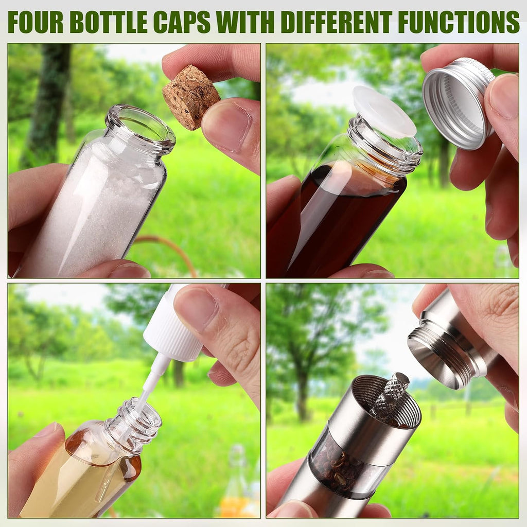 8-Jar Khaki Portable Camping Spice Bag