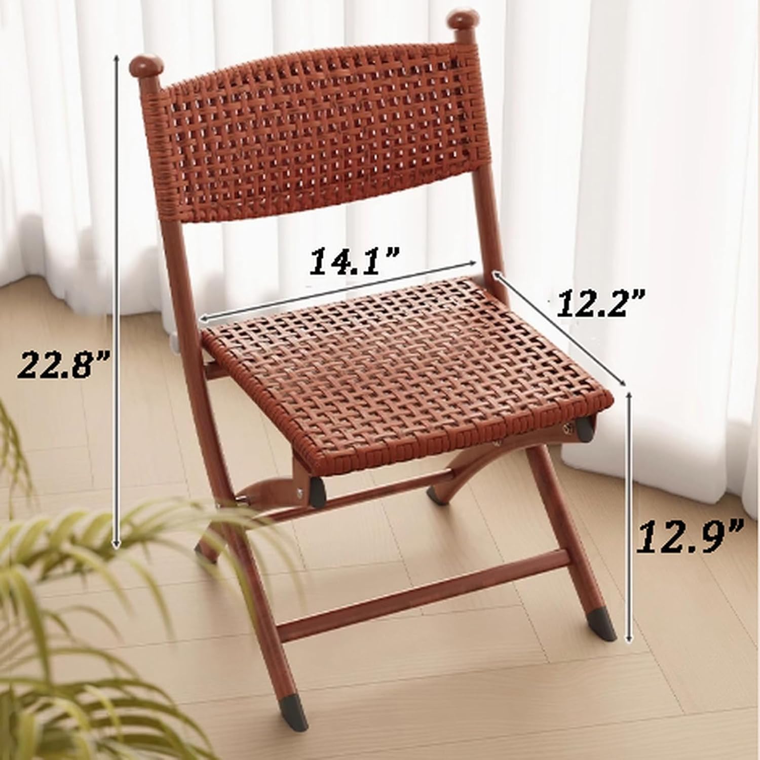 Vintage Rattan Wooden Folding Accent Chair