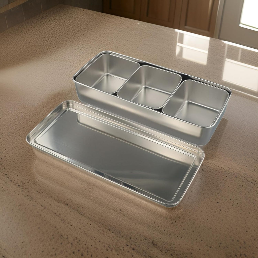 3-Compartment Stainless Steel Spice Box