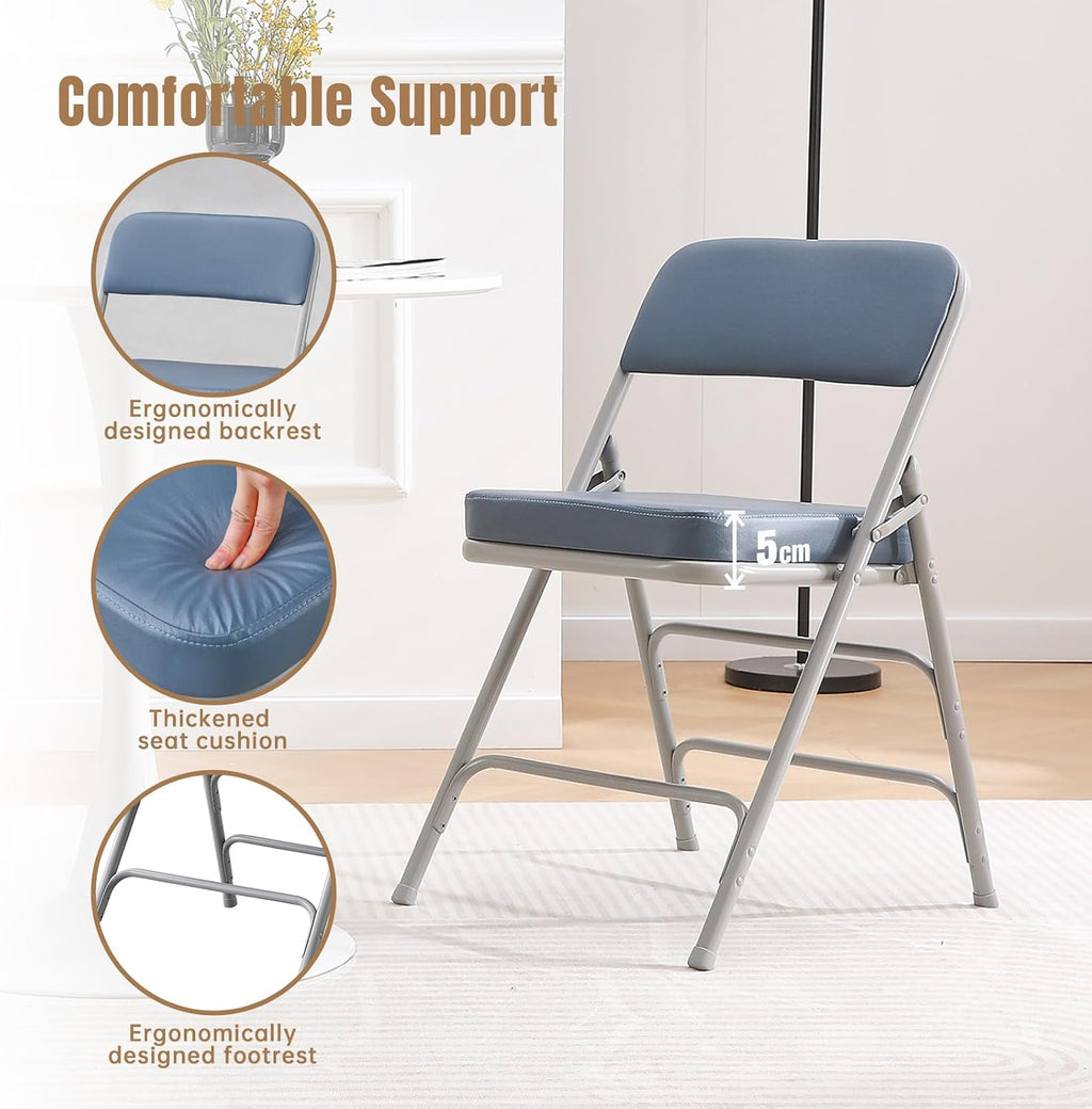 Blue Metal Padded Folding Chair