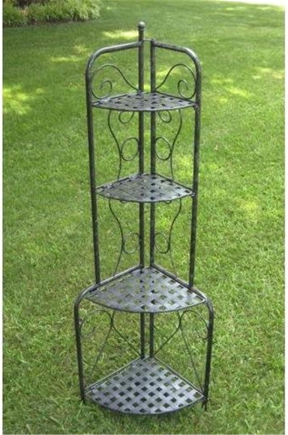 54" Tall Iron Corner Bakers Rack Plant Display Stand