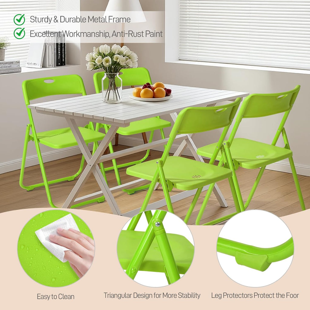 4-Pack Green Plastic Folding Chairs