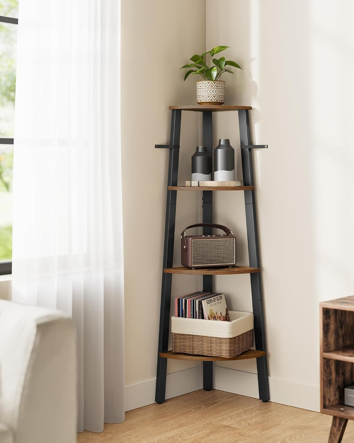 4-Tier Modern Ladder Corner Shelf