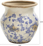 10.5" Tuscan Blue Scroll Ceramic Urn Vase