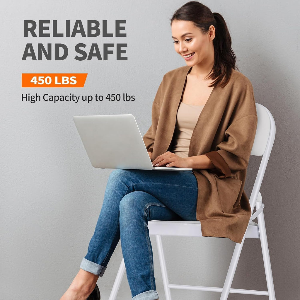 1-Pack White Padded Folding Chair