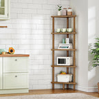 5-Tier Mocha Bamboo Corner Bookshelf Plant Stand