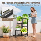 Tall Black Plant Stand with 10" Large Tray