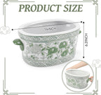 Green White Chinoiserie Peony Planter