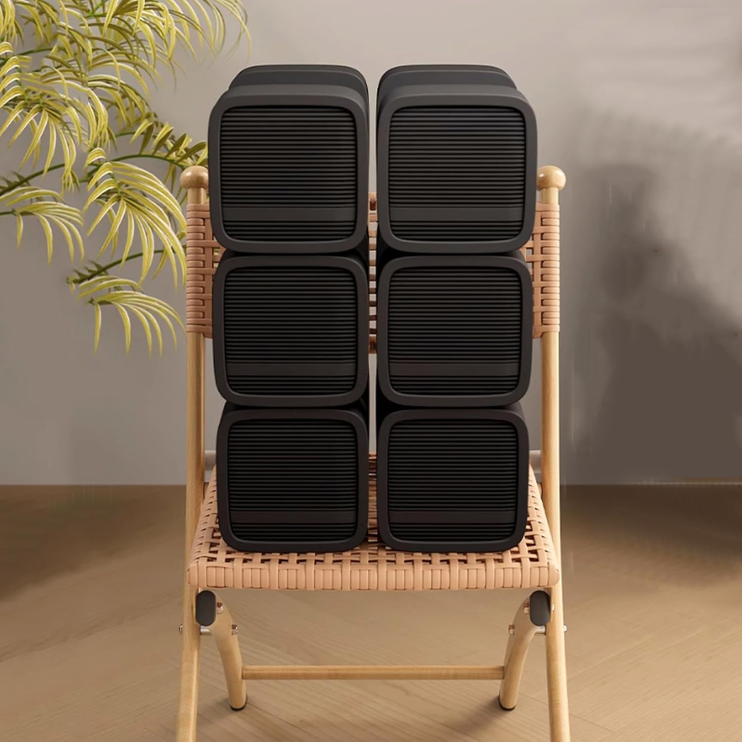 Vintage Rattan Wooden Folding Accent Chair