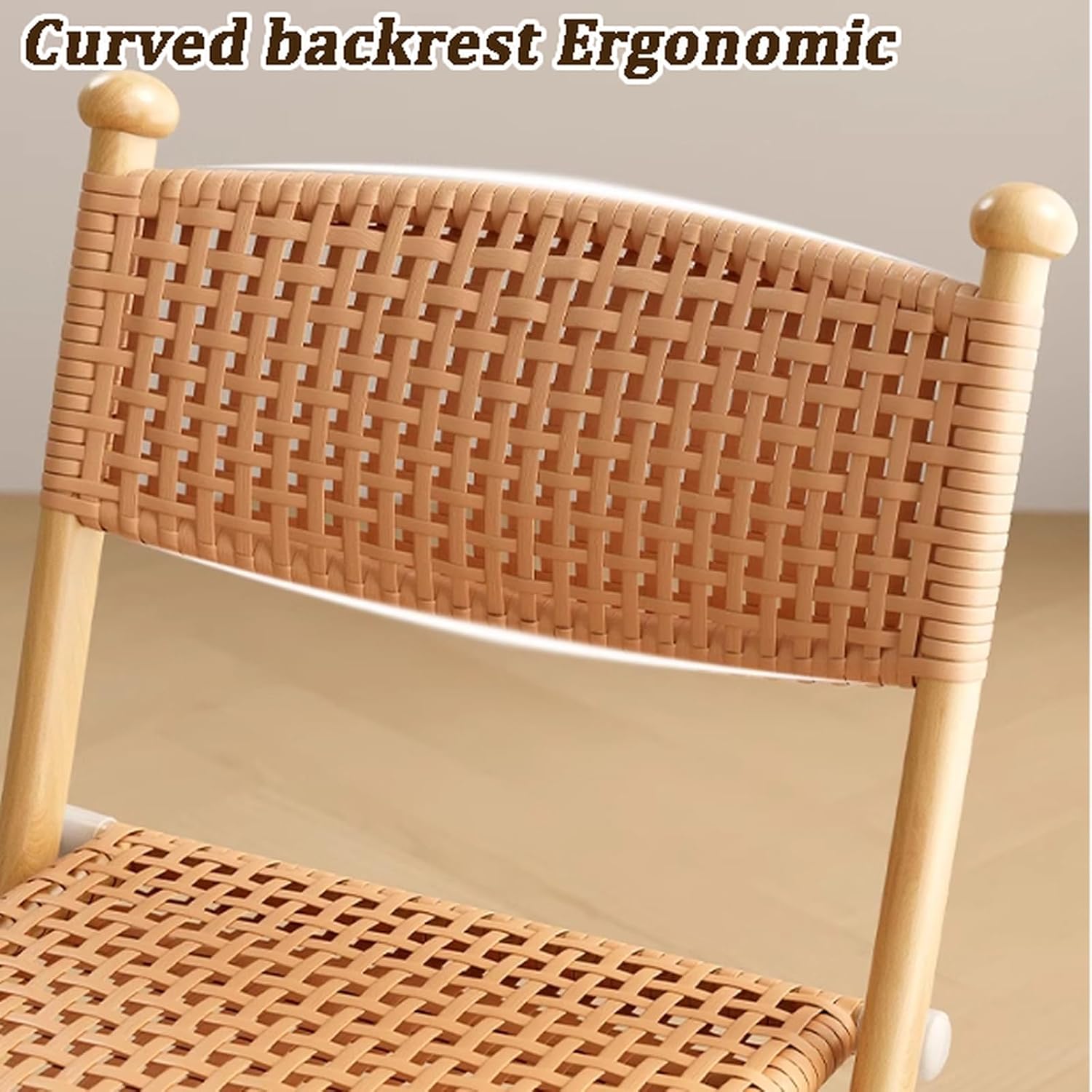 Vintage Rattan Wooden Folding Accent Chair