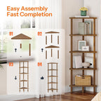 5-Tier Mocha Bamboo Corner Bookshelf Plant Stand