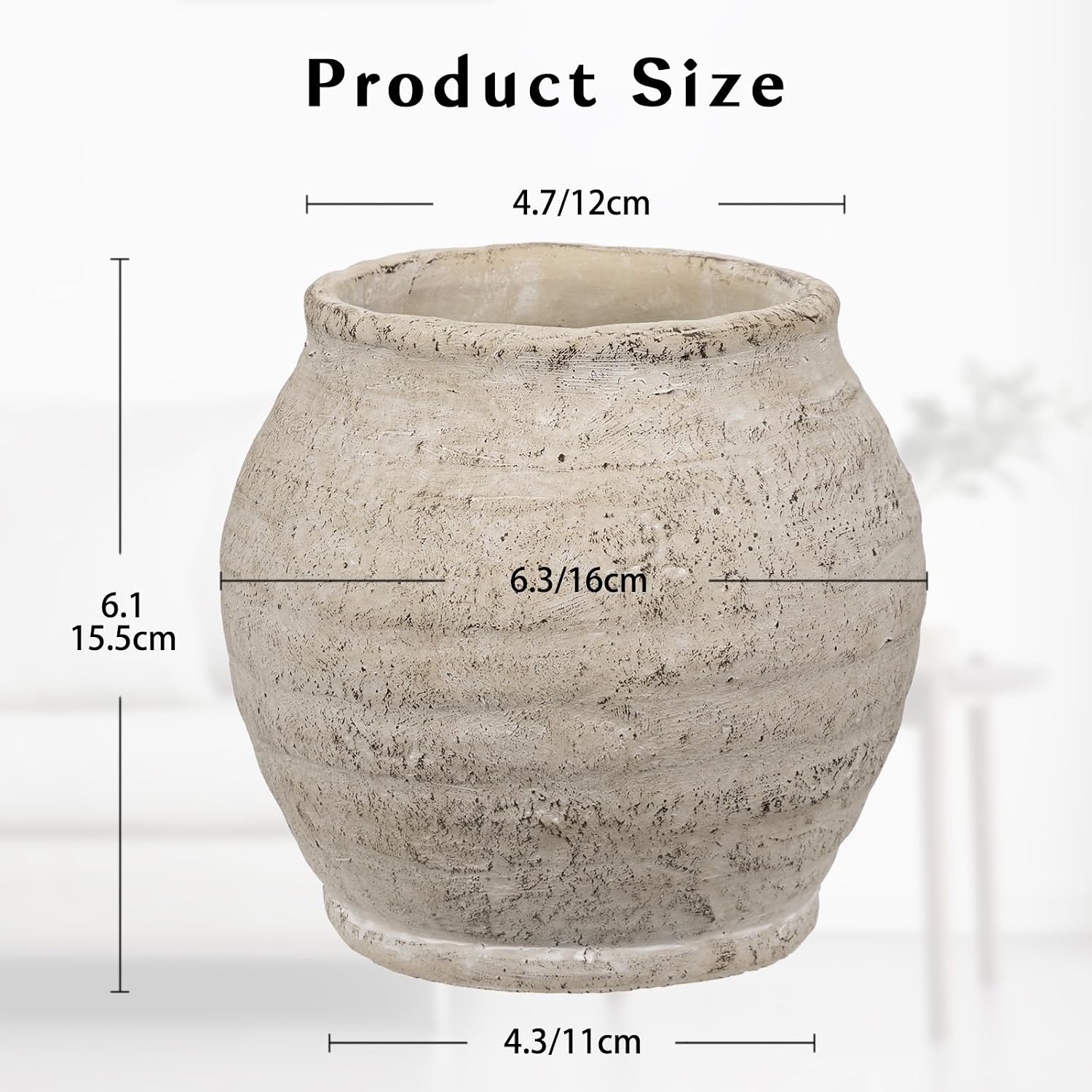 6.1" Cream Distressed Ceramic Vase