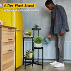 31" 4-Tier Foldable Black Metal Plant Stand
