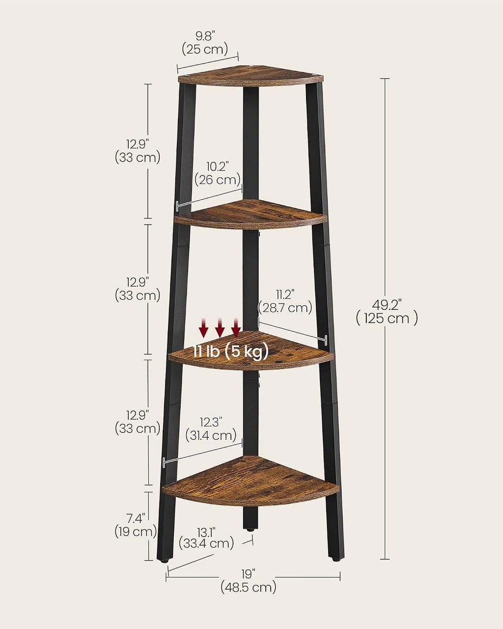 4-Tier Modern Ladder Corner Shelf