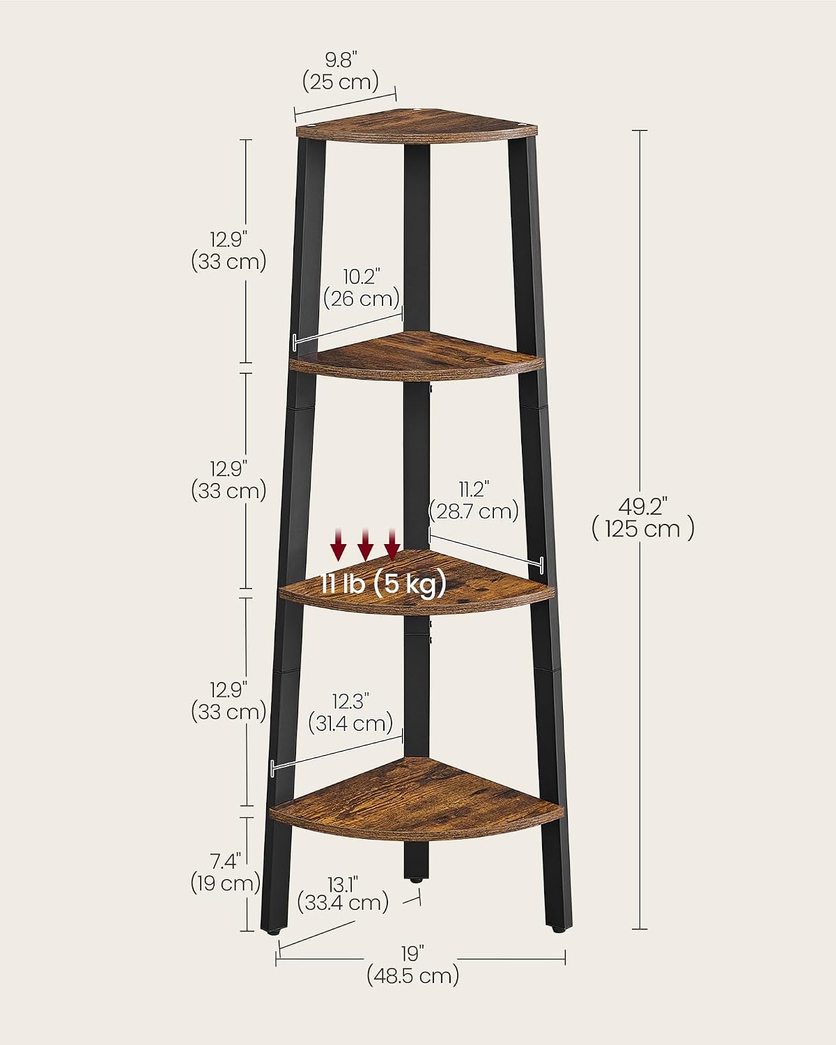 4-Tier Modern Ladder Corner Shelf