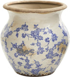 10.5" Tuscan Blue Scroll Ceramic Urn Vase