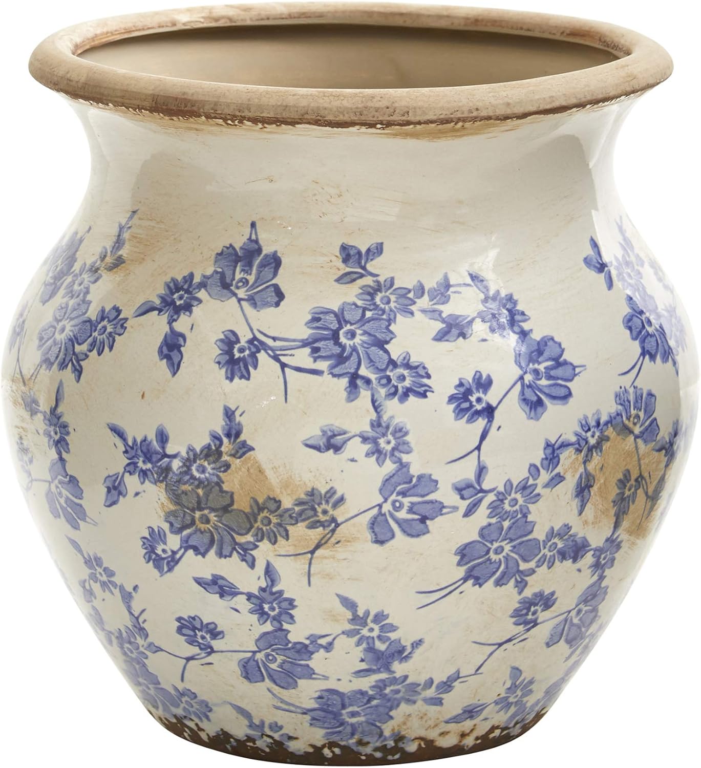10.5" Tuscan Blue Scroll Ceramic Urn Vase