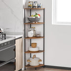 5 Tier Corner Shelf Stand, 44.1", Rustic Brown