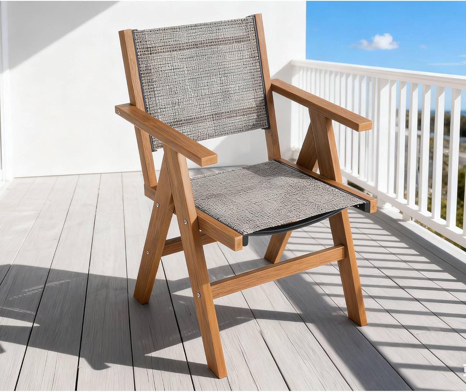 Teak HIPS Single Outdoor Sofa Chair with Woven Seat