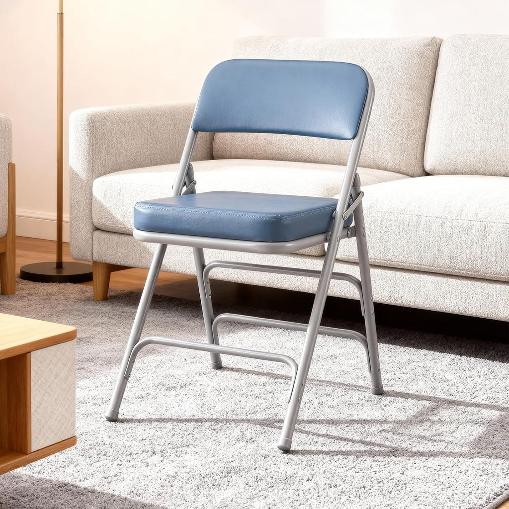 Blue Metal Padded Folding Chair