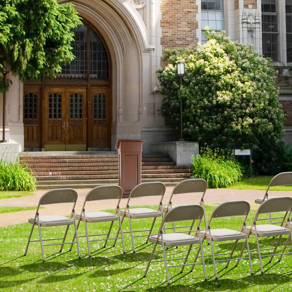 1-Pack Khaki PU Leather Metal Folding Chair