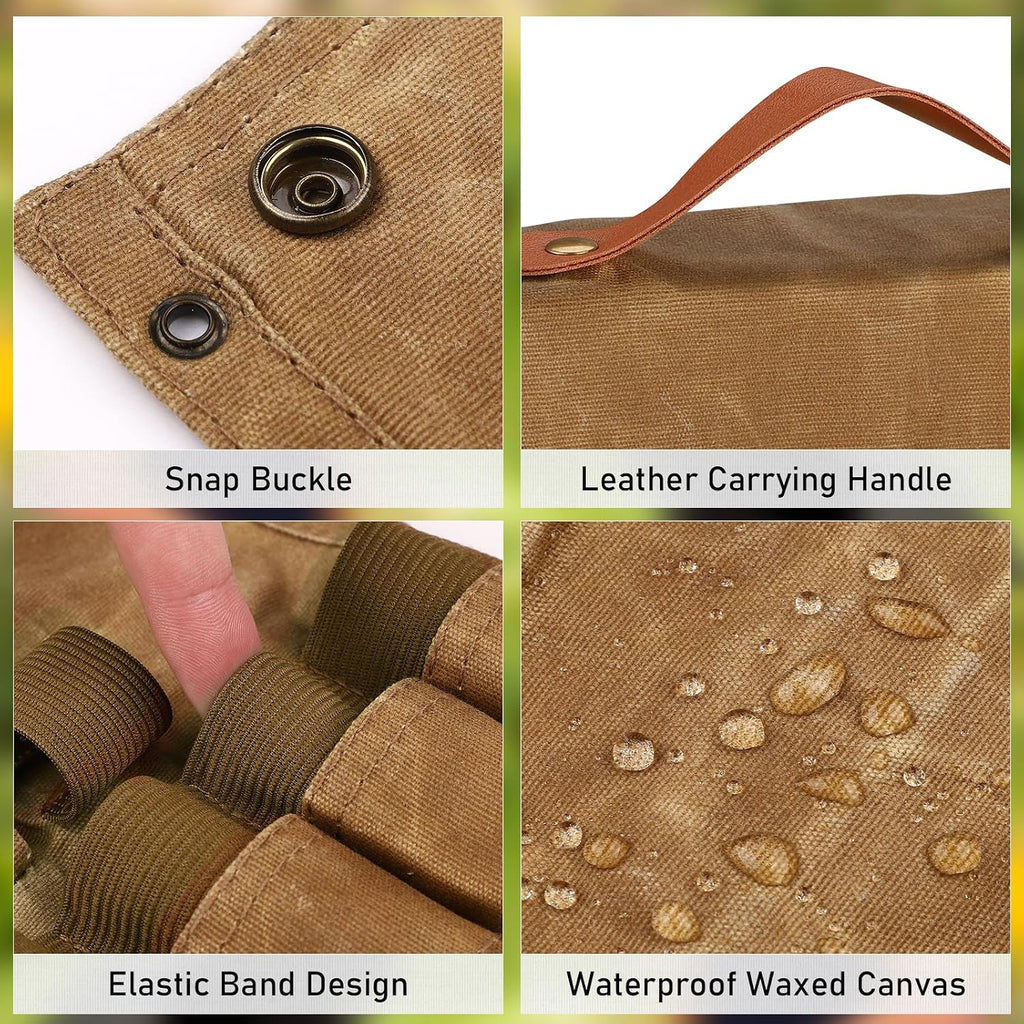 8-Jar Khaki Portable Camping Spice Bag